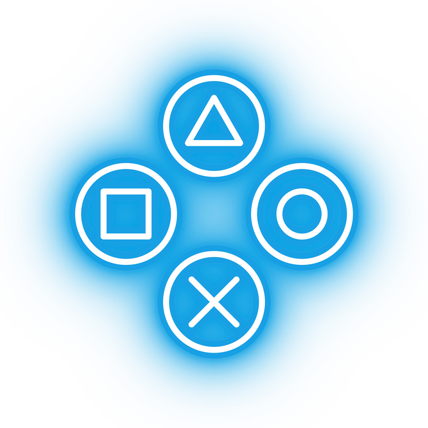 Neon blue controller buttons icon